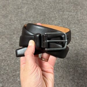 Coach Brown Genuine Leather Belt Men’s Size 36/90cm Silver Toned Buckle 1” Thick